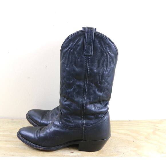 Laredo Boots Mens 8EW Black Leather Cowboy Boots Western Pull On main image 7